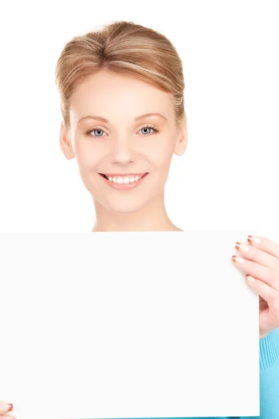 Happy girl with blank board — Stock Photo, Image