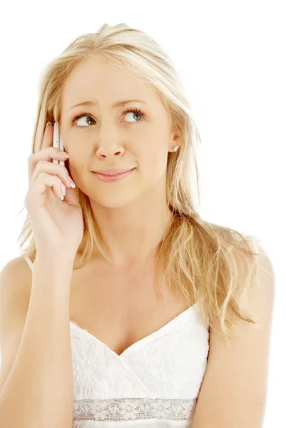 Surprised teenage girl with a phone — Stock Photo, Image