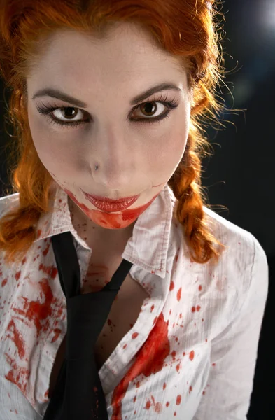 Schoolgirl with blood all over — Stock Photo, Image