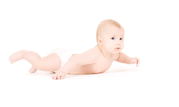 Legdatum babyjongen in luier — Stockfoto