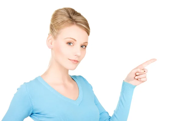 Kvinna som pekar fingret — Stockfoto