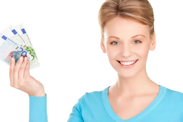 Lovely woman with money in hands — Stock Photo, Image