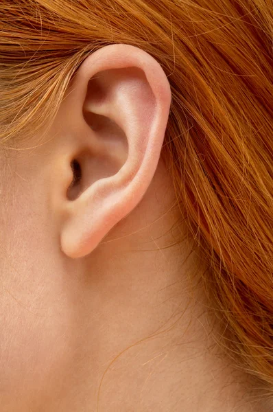 Vörös hajú hölgy fül — Stock Fotó