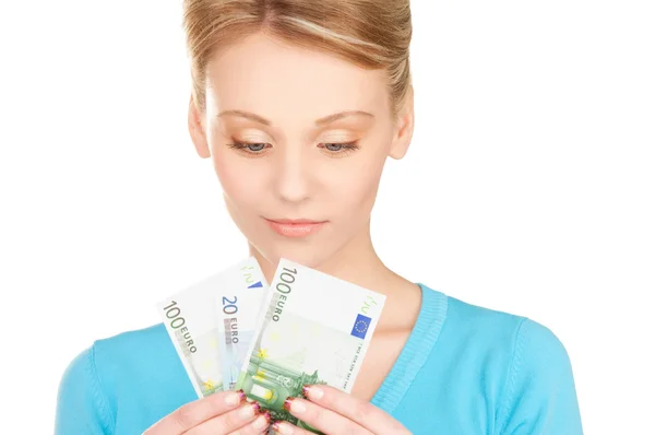 Lovely woman with money — Stock Photo, Image