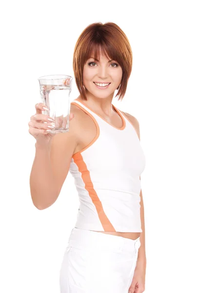 Mujer con vaso de agua — Foto de Stock