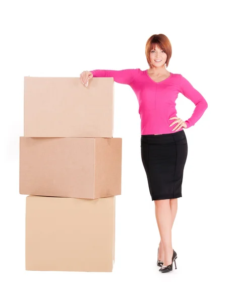 stock image Businesswoman with boxes