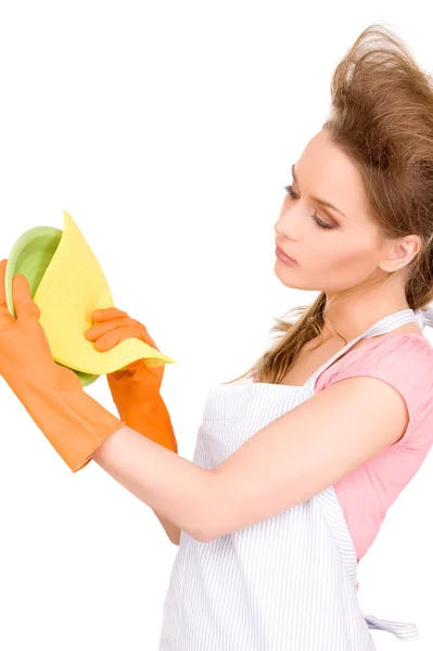 Huisvrouw wassen schotel — Stockfoto