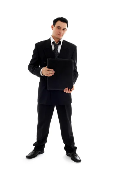 Бизнесмен с черной папкой — стоковое фото