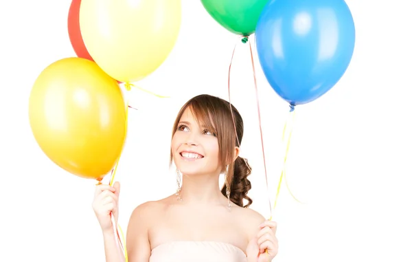 快乐少女手中的气球 — 图库照片
