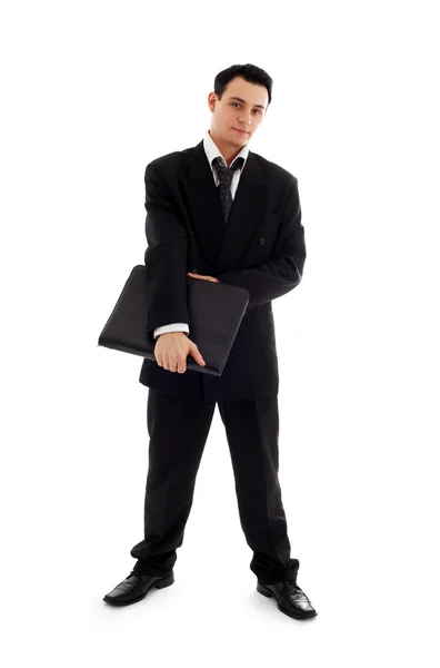 Бизнесмен с черной папкой — стоковое фото