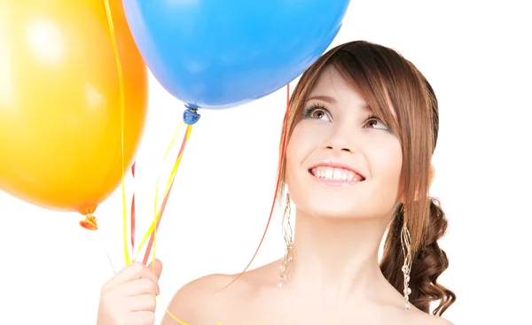 Felice adolescente con palloncini — Foto Stock