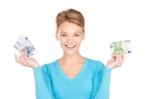 Mulher encantadora com dinheiro — Fotografia de Stock
