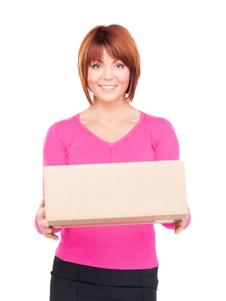 Donna d'affari con pacco — Foto Stock