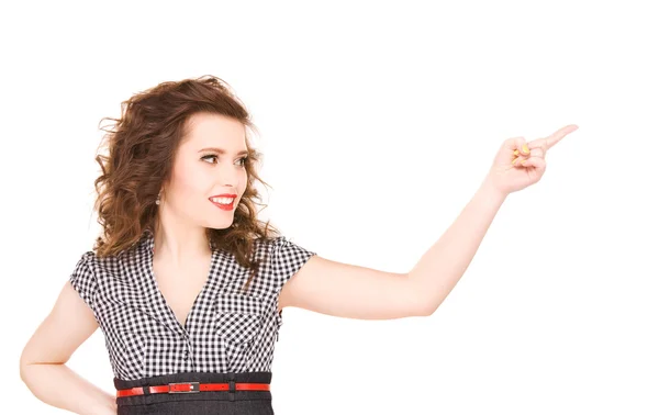 Woman wijzend haar vinger — Stockfoto