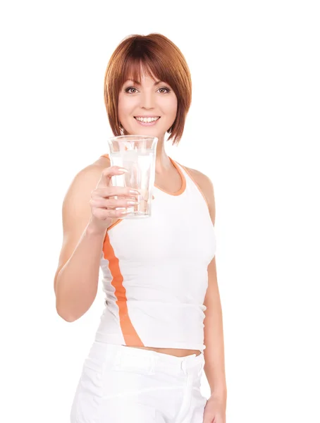 Vrouw met glas water — Stockfoto