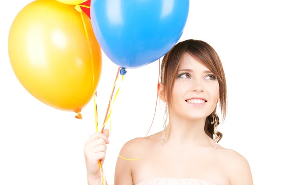 Šťastné dospívající dívka s balónky — Stock fotografie