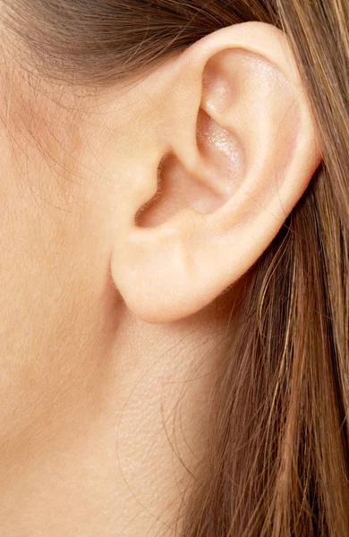 Morena menina orelha — Fotografia de Stock