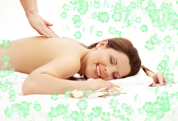 stock image Happy massage with green flowers