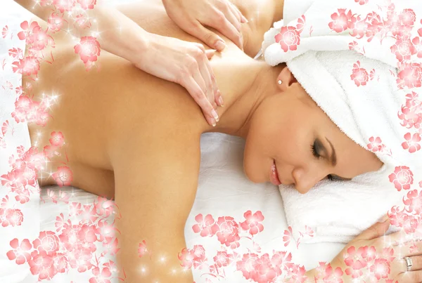 Massage with flowers — Stock Photo, Image
