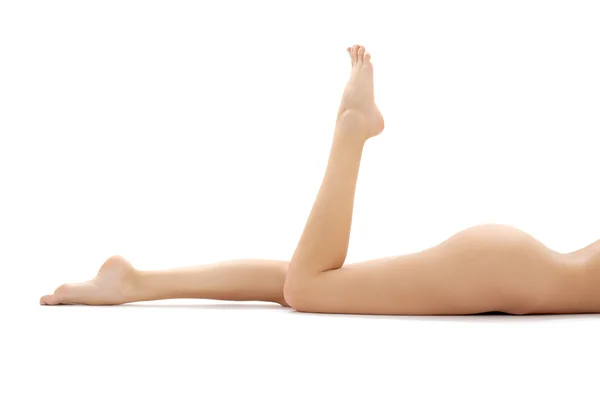 Lange Beine der entspannten Dame — Stockfoto
