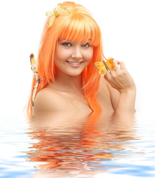 Butterfly girl in water — Stock Photo, Image