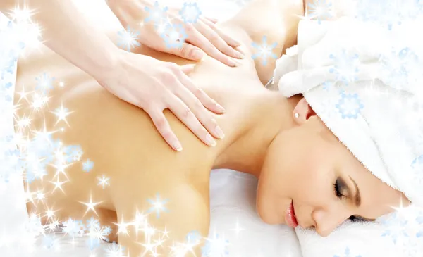 Professional massage with snowflakes — Stock Photo, Image