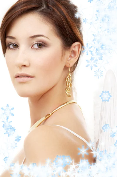 Ritratto di Natale di ragazza angelo bruna — Foto Stock