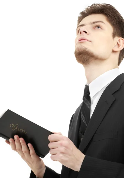 Muž s holy bible — Stock fotografie