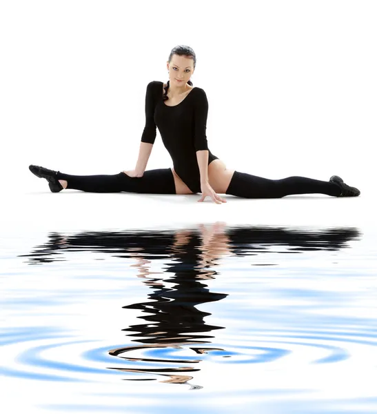 Fekete balett-trikó, fehér homok, fitness — Stock Fotó
