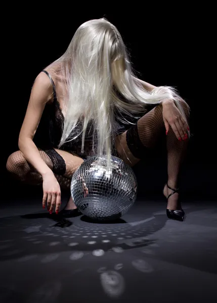 Karanlık glitterball dans — Stok fotoğraf