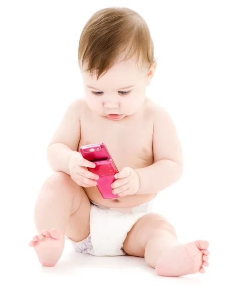 Bebé con teléfono celular — Foto de Stock