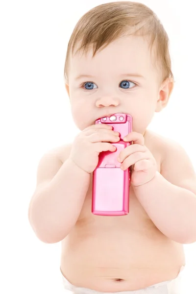 Baby met mobiele telefoon — Stockfoto