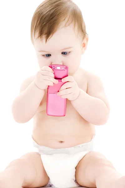 Baby met mobiele telefoon — Stockfoto