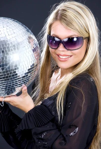 Chica de fiesta con bola disco —  Fotos de Stock