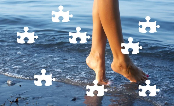 Day at the beach puzzle — Stock Photo, Image