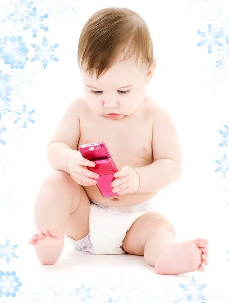 Baby with cell phone — Stock Photo, Image