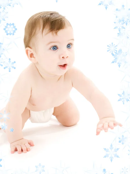 Crawling baby boy in diaper — Stock Photo, Image