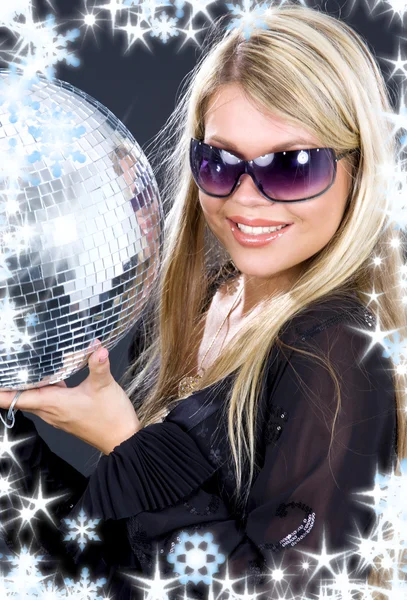 Strona dziewczyny z disco ball — Zdjęcie stockowe