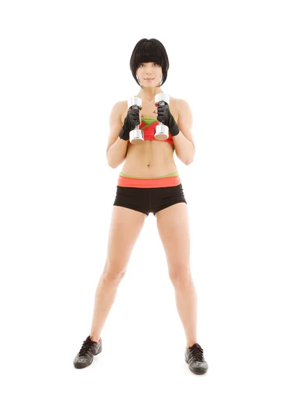Istruttore di fitness muscolare con manubri — Foto Stock