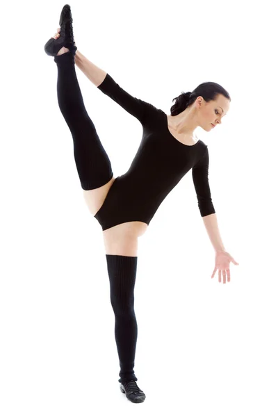 Fekete balett-trikó-fitnesz oktató — Stock Fotó
