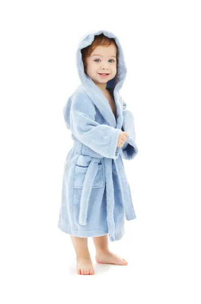 Хлопчик у блакитному халаті — стокове фото