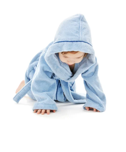 Baby boy in blue robe — Stock Photo, Image