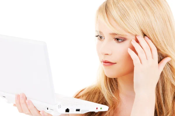 Teenage girl with laptop computer Stock Picture