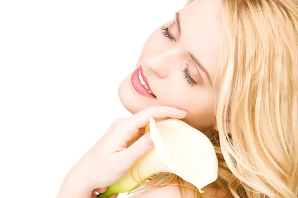 Beautiful woman with white flower Stock Image