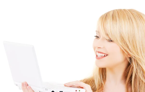 Teenage girl with laptop computer Royalty Free Stock Photos