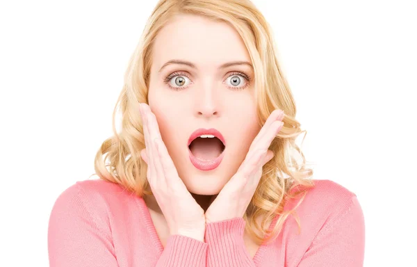Surprised woman face Stock Picture