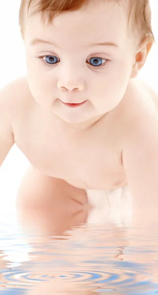 Portret van kruipende babyjongen Stockfoto