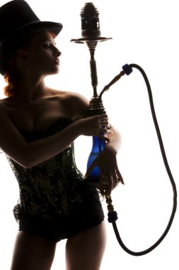 Woman with hookah clipart