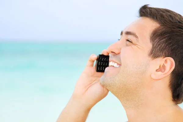 Happy man with cell phone — Stock Photo, Image