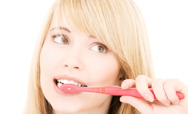 Happy girl with toothbrush — Stock Photo, Image